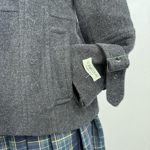 Wool Cashmere Blend Pea Coat Hood Gray Size Medium Petite Dark Academia Preppy - Picture 4 of 8